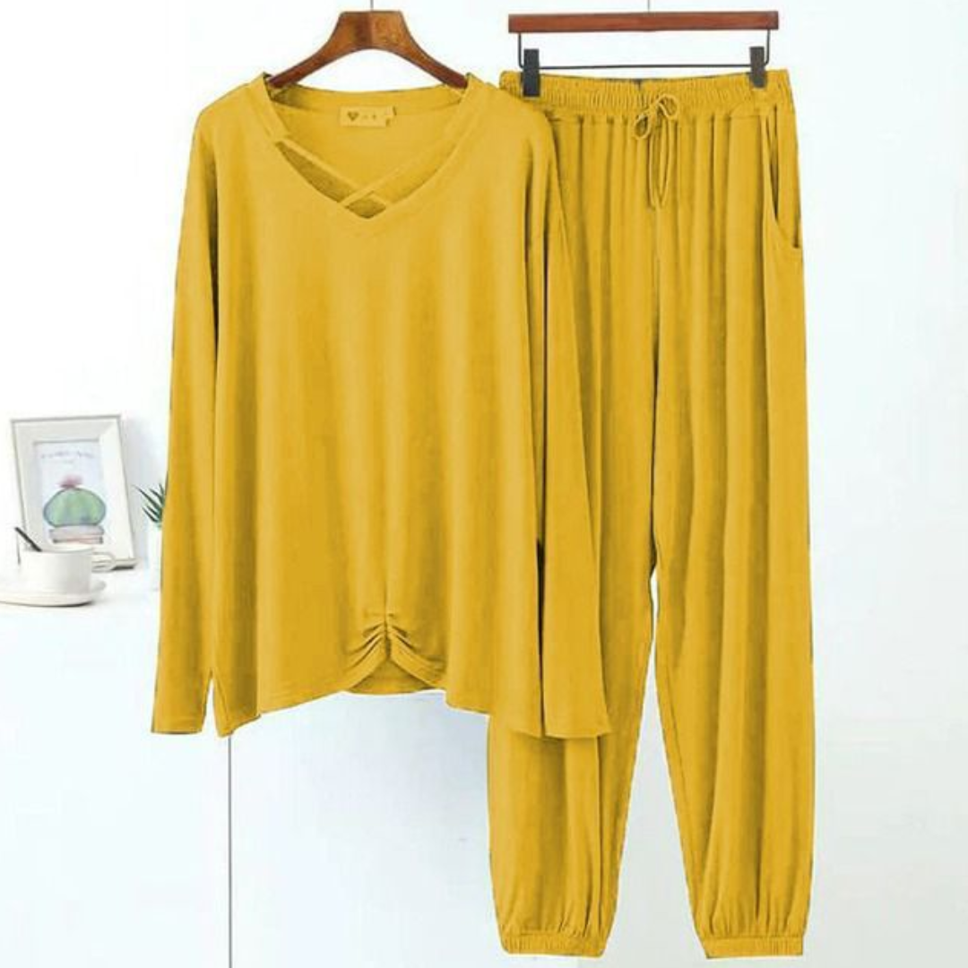 Mustard Trendy Lounge Wear Fancy Shirt & Trouser