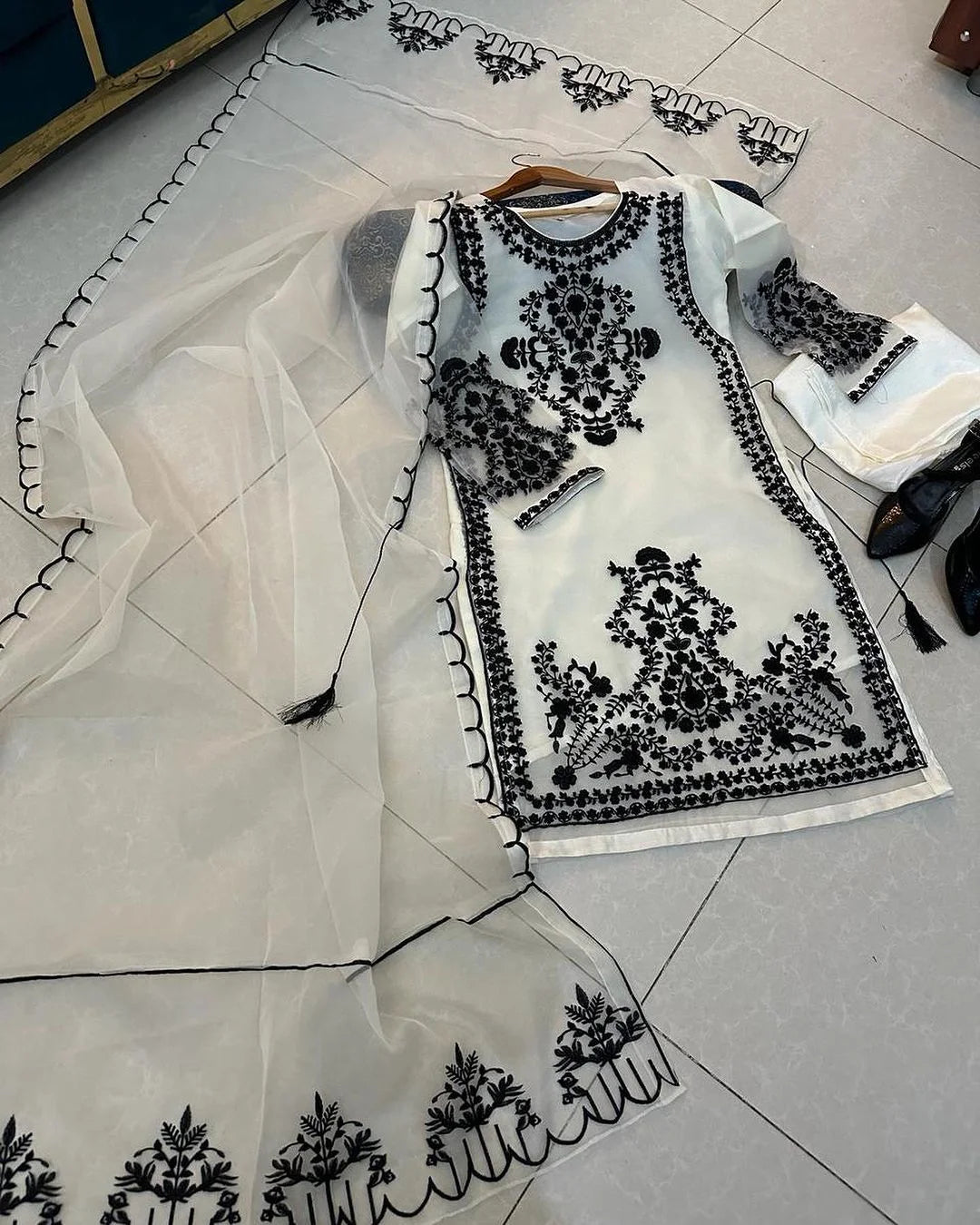 3-Piece Long Embroidered Shirt