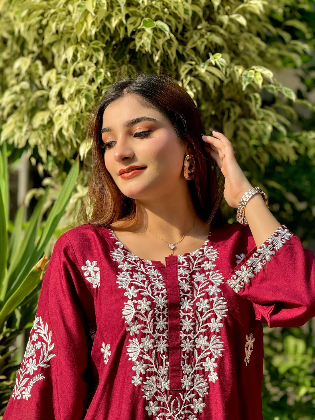 Embroidered Linen Kurti