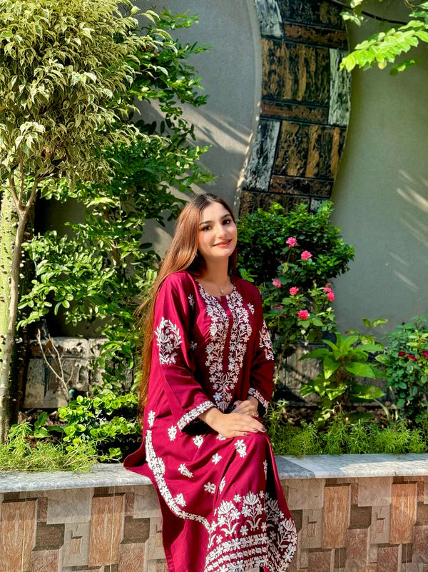 Embroidered Linen Kurti