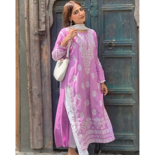 Embroidered Linen Kurti