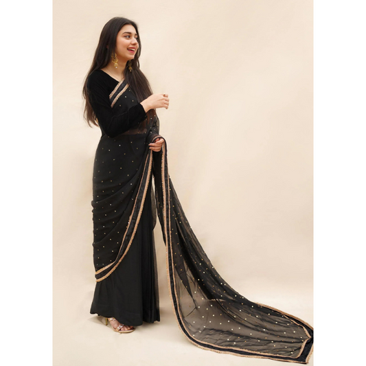 Printed Saree with Lace Work