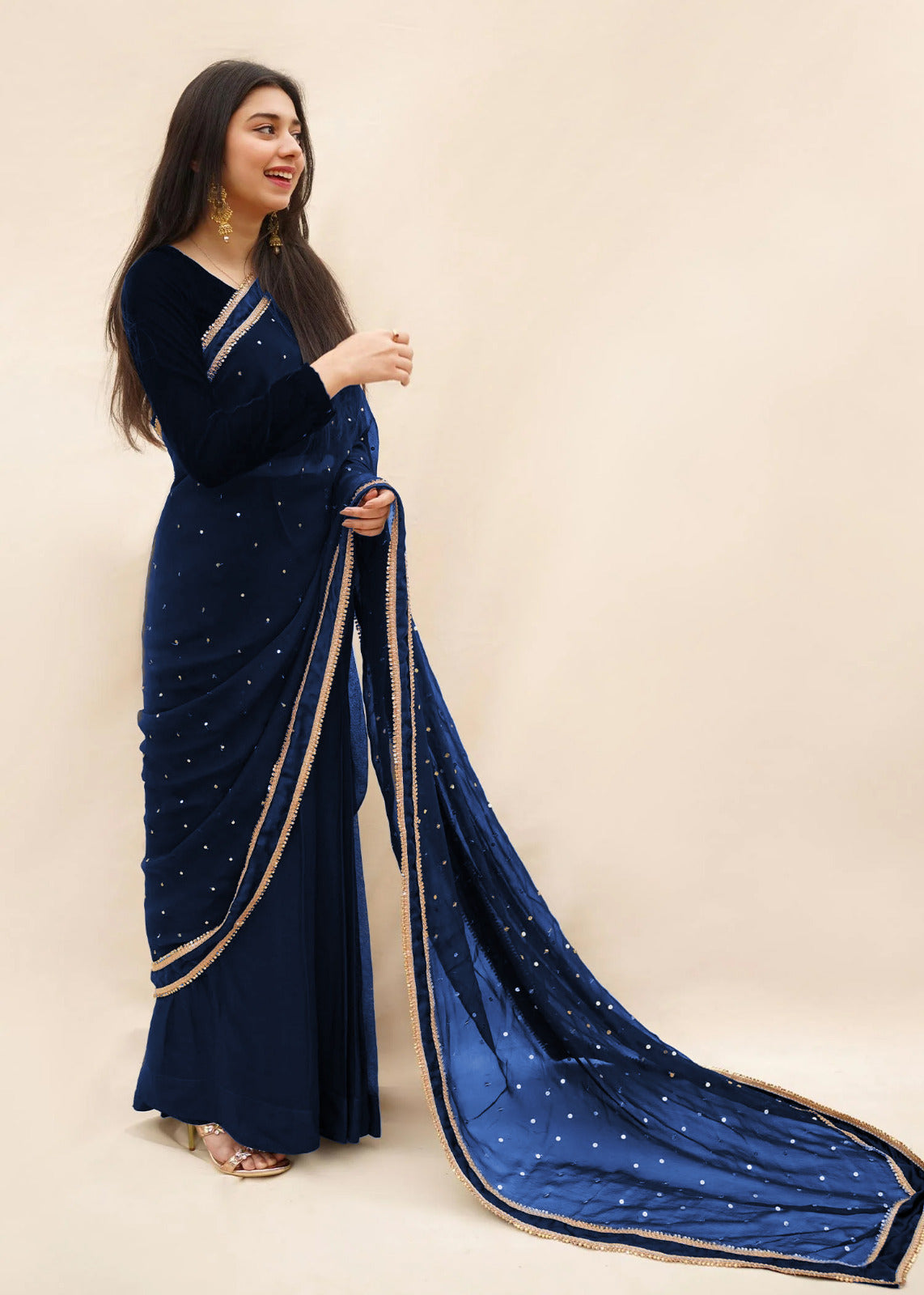 Printed Saree with Lace Work