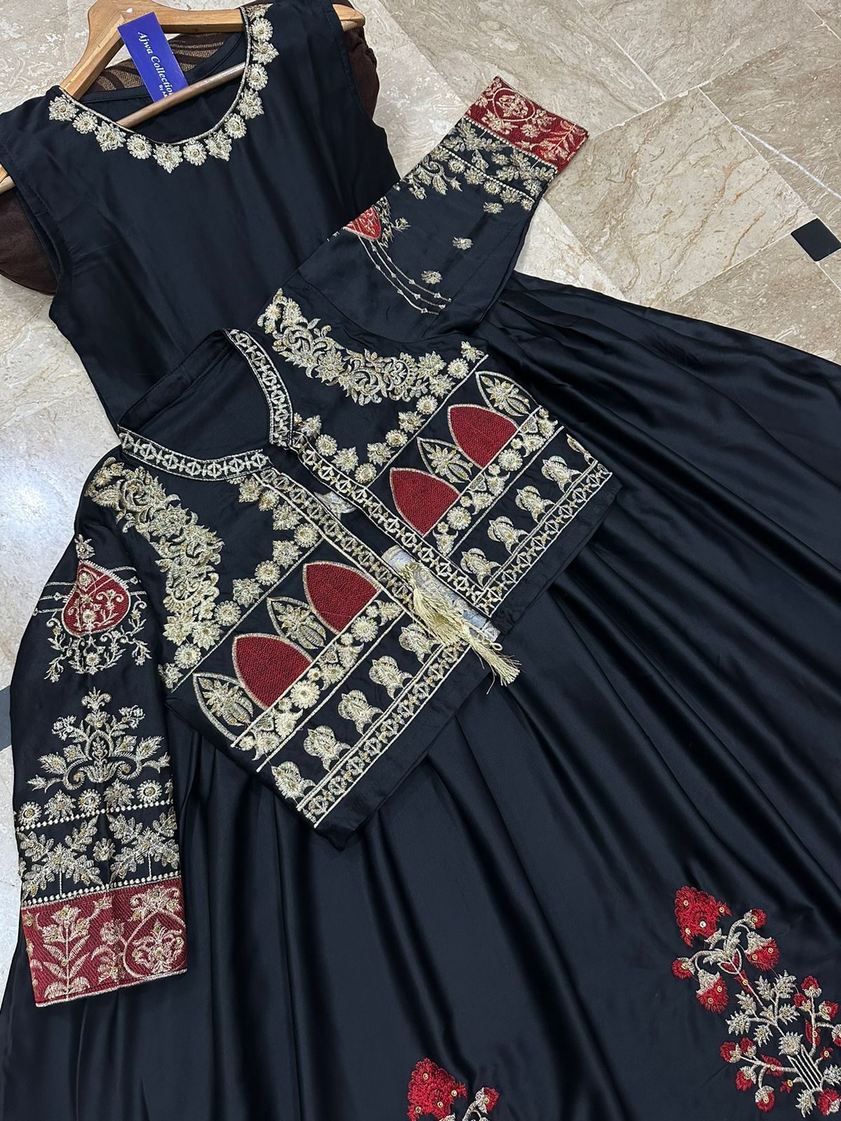 Embroidered Koti with Maxi